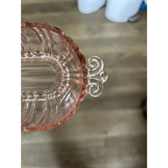 Vintage Old Cafe Pink Depression Glass Oval Olive Nut Bowl Anchor Hocking Small - Picture 9 of 11